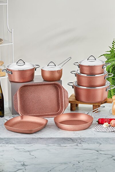 Taç Granit 13 Parça Çelik Kapak Çeyiz Seti Rose Gold