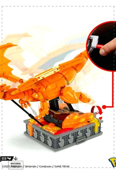 OMZ Charizard 1664 Pieces - Movable, 12 Years Old Girl and Boy Educational Montessori Game