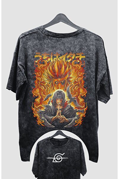Fuddy Moda Uchiha Itachi Back Štampano Oversize kroj T-shirt - Unisex anime v...