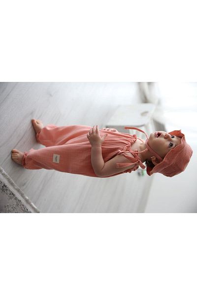 Totzee Muslin Rope Strap Balloon Jumpsuit Coral Color