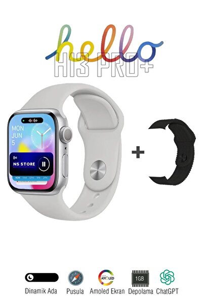 NS Store Hello Watch 2024 Series H13 Pro Plus+ 1GB Hafızalı 45mm Çift Kordon ...