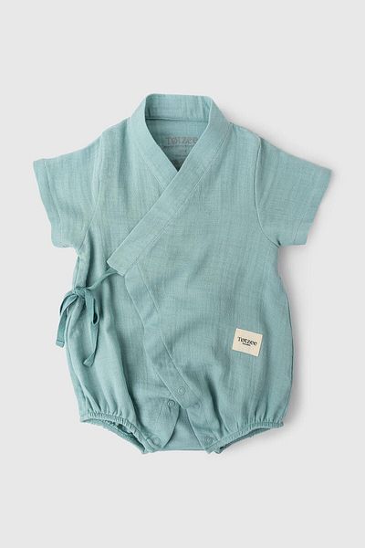 Totzee Muslin Short Kimono Jumpsuit Cyan