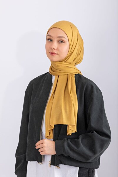 hijabchi Şal din Jersey din Bumbac Pieptănat - Auriu