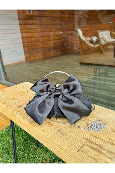 TOPLINE حقيبة فيونكة من الساتان بتفاصيل فضية