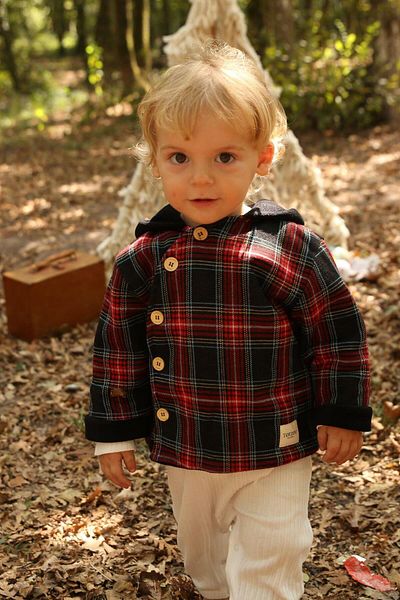 Totzee Diagonal Coat Plaid Red & Black