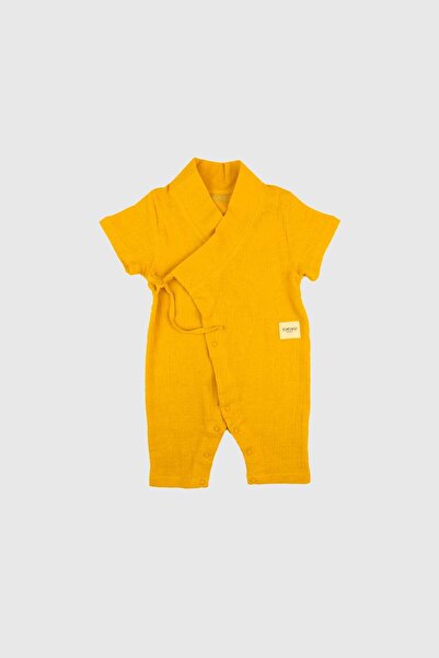 Totzee Müslin Uzun Kimono Tulum Sonbahar Sarısı