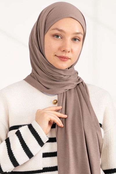 hijabchi Combed Cotton Shawl Jersey Shawl - Dark Mink