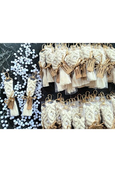 Larmina Decoration Μπρελόκ Μακραμέ 25 τεμαχίων με χάντρες από μαργαριτάρια