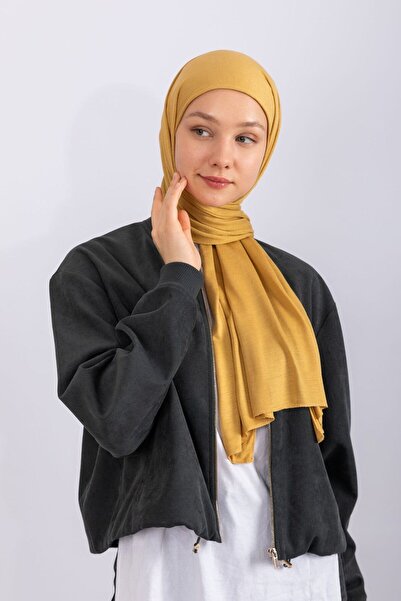 hijabchi Şal din Jersey din Bumbac Pieptănat - Auriu