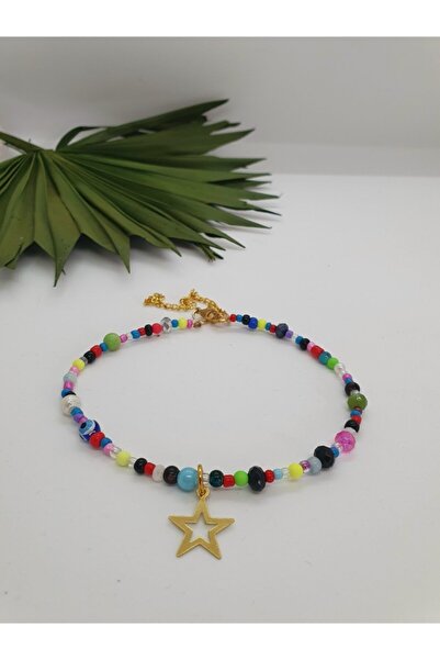 Loyal Friend Store Renkli Boncuklu Yıldızlı Kedi Kolyesi Tasması