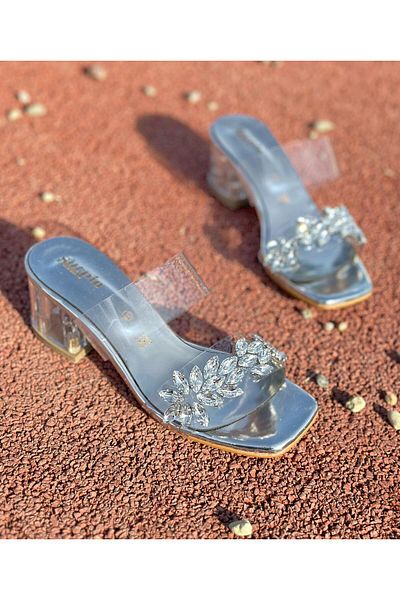 Surpie Shoes Διάφανες παιδικές παντόφλες με τακούνι