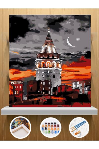 CNS HOBBY TUVAL Sayılarla Boyama Hobi Seti 40x50cm Çerçeveli Tuval Seti Fırça...