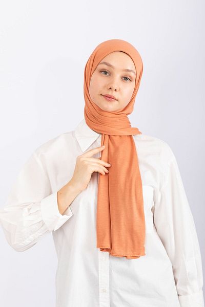 hijabchi Şal din Jersey din Bumbac Pieptănat - Dovleac