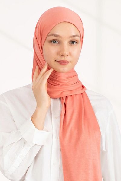 hijabchi Combed Cotton Shawl Jersey Shawl - Coral