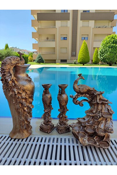 BilgeCe hoMe Tavus kuşlu T Light, Büyük tavus kuşlu şamdan, Tavus kuşlu vazo,...