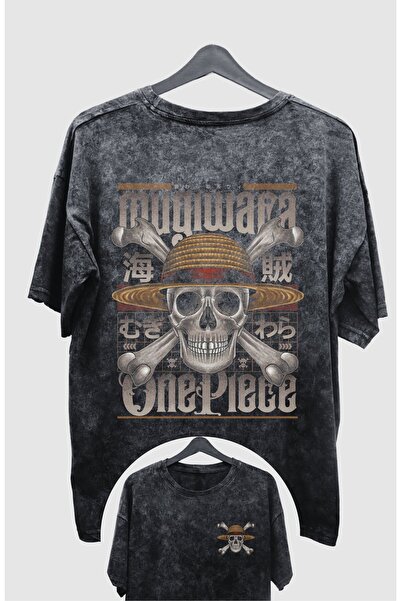 Fuddy Moda تي شيرت One Piece Mugiwara Back مطبوع للجنسين مقاس كبير - تي شيرت Anime Retro