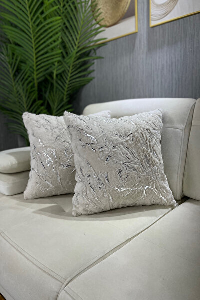 Paris Life غطاء وسادة على شكل أرنب من القطيفة الفضية - كريمي