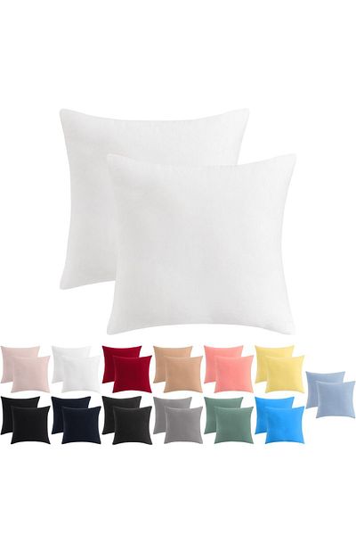 ATACA TEKSTİL 2-Piece Cotton Jersey Pillowcase Set with Hidden Zipper 100% Cotton Soft and Breathable (50x50)