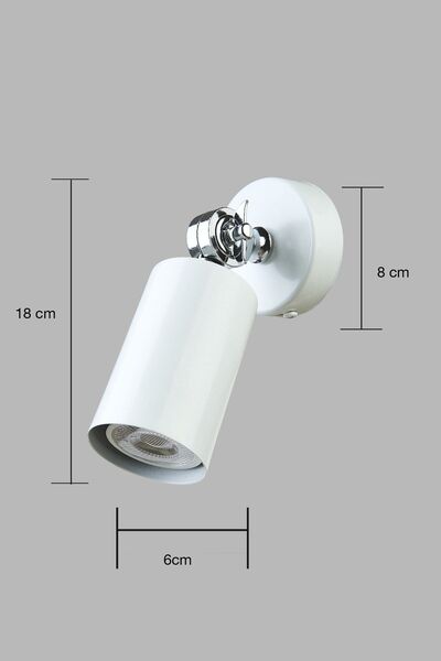 Bozyaka Aydınlatma Modern Ector Single Coated Sconce - Movable White & Chrome Indoor LED Bulb Included