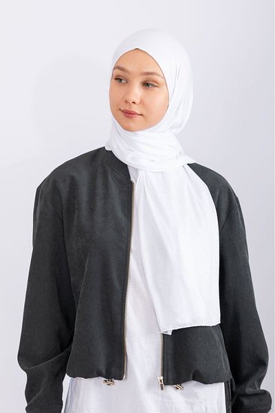 hijabchi Combed Cotton Shawl Jersey Shawl - White