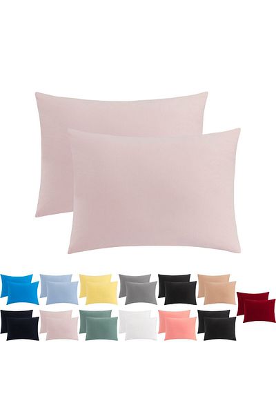 ATACA TEKSTİL 2-Piece Cotton Jersey Pillowcase Set with Hidden Zipper 100% Cotton Soft and Breathable (50x70)