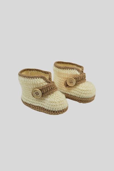 Totzee Buttoned Boots Cream & Brown