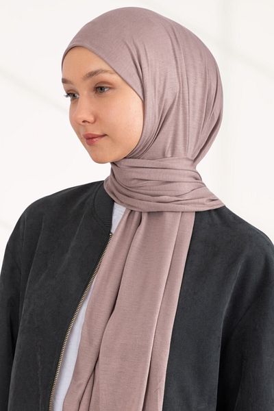 hijabchi Combed Cotton Shawl Jersey Shawl - Mink