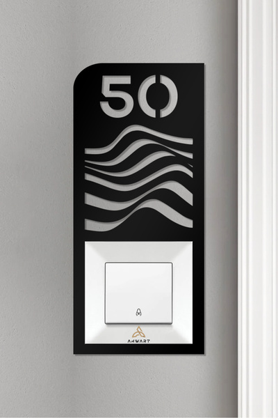 AHWART Cadru decorativ din lemn - Numărul ușii apartamentului, Priză sonerie ...