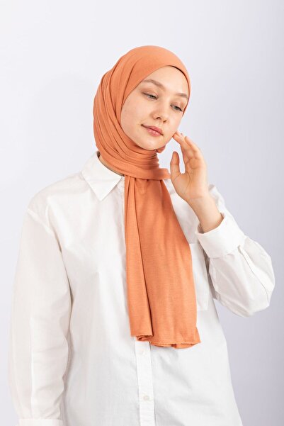 hijabchi Χτενισμένο βαμβακερό σάλι Τζέρσεϊ - Κολοκύθα