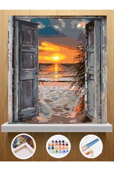 CNS HOBBY TUVAL Sayılarla Boyama Hobi Seti 30x40 Cm Çerçeveli Tuval Seti Fırç...