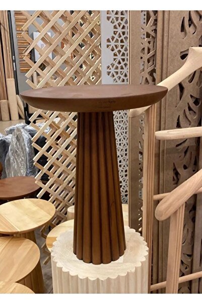 Simillo Home&Living Wood Ahşap Fitilli Mantar Yan Sehpa Tekli 50cm