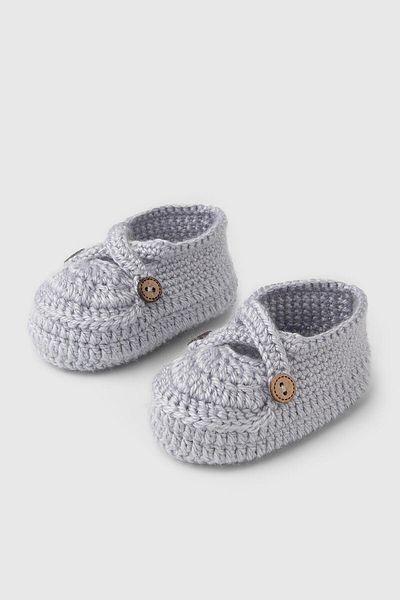 Totzee Cross Stripe Booties Gray