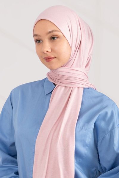 hijabchi Χτενισμένο βαμβακερό σάλι Jersey Shawl - Powder