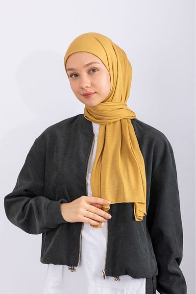 hijabchi Combed Cotton Shawl Jersey Shawl - Gold