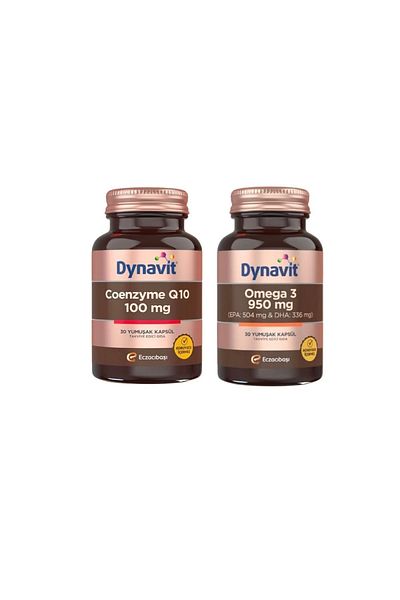 Dynavit Dynavit Omega 3 950 mg and Coenzyme Q10 100 mg - 30 Capsules Set