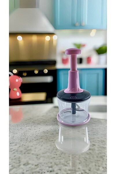 FOBHOME Ruby 3 Blades Manual Kitchen Tool - Healthy and Safe Vegetable Chopper, Pink