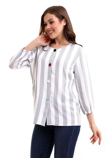 akgül giyim New Season Summer Button Detailed Blouse Model