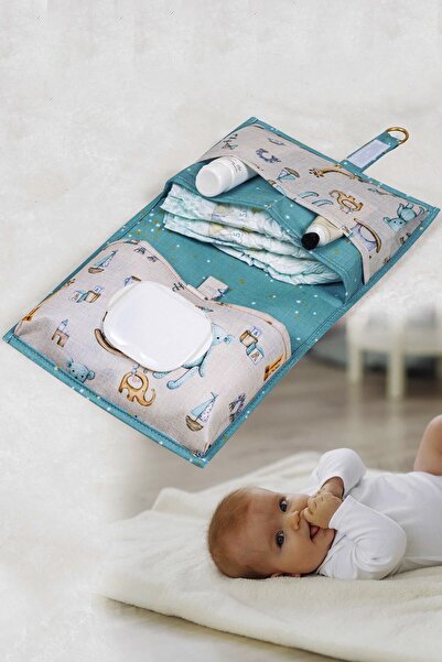 BYENS Bebek Bakım Çantası Anne Bebek Bakım Organizer Yeni Doğan Bebek Bakım Alt Açma Minderi Turkuaz