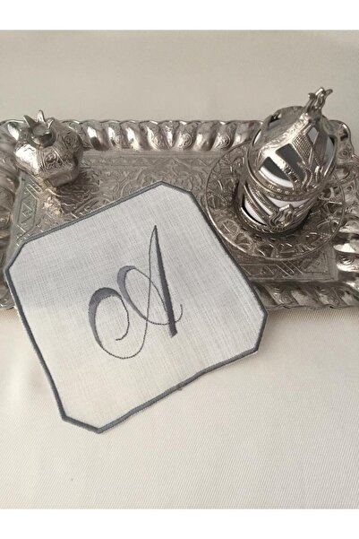 AFA TASARIM Söz & Nişan Mendili, Tepsi Örtüsü, Kişiye Özel Harf Nakışlı Kahve Yanı Sunum Peçetesi