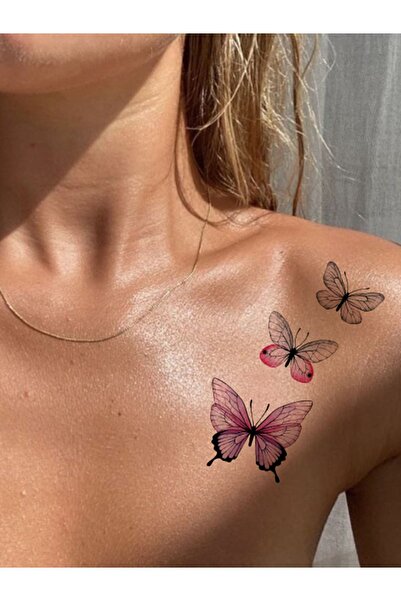 Jet Online Renkli Kelebekler Geçici Dövme Colorful Butterfly Tattoo