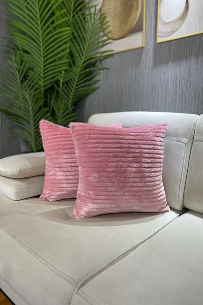 Paris Life Powder Color Rabbit Plush Jacquard Throw Pillow Square - 1 Piece