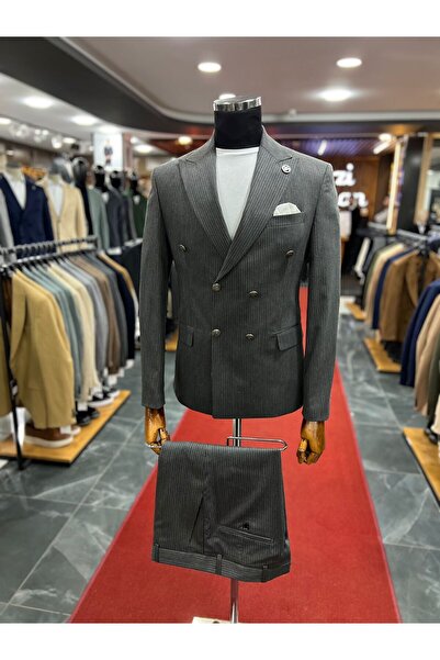 Terziayhan New Season Smoked Slimfit Double Breasted Suit