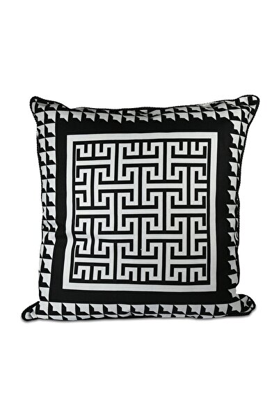 Baci Milano Optical Kadife Yastık 60x60 cm Siyah Gri