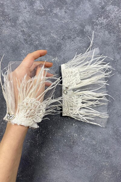 Limelia Lavin Dantel Tüylü Çift Gelin Bileklik El Aksesuarı