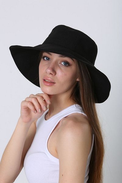 BALIENTE Black Lux Cotton Wide Bucket Women's Hat