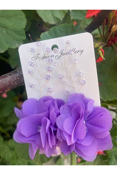 SAYUKER SHOP Set de 2 catarame cu clipuri mov, cu flori și perle