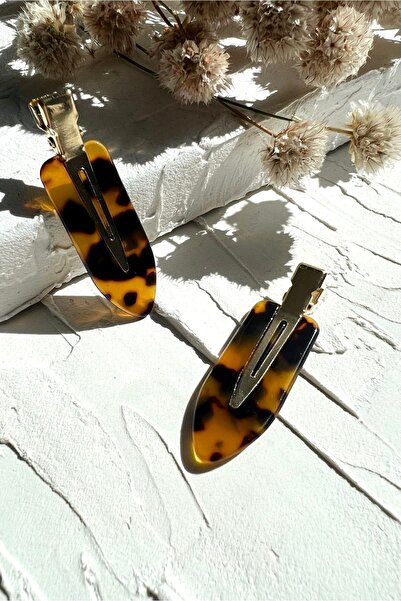 ODESE DESIGN 2'li Iz Yapmayan Klips Toka Seti Kaplumbağa Kabuğu Desenli