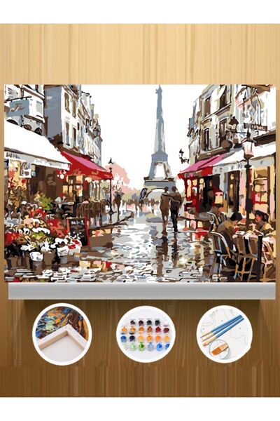 CNS HOBBY TUVAL Sayılarla Boyama Hobi Seti 40x50 Cm Çerçeveli Tuval Seti Fırç...