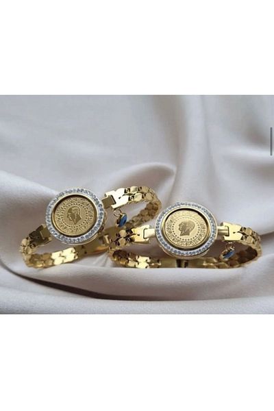 Accessories مشبك فولاذي رباعي اللون ذهبي