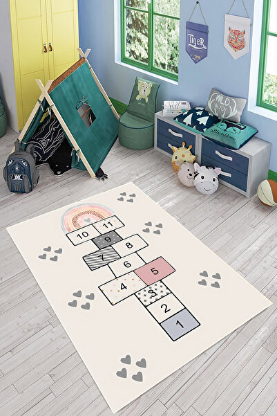 RUGRUMBA Oyun Halısı Makinede Yıkanabilir Kaymaz Taban Leke Tutmaz Antibakteriyel Çocuk Odası Halısı